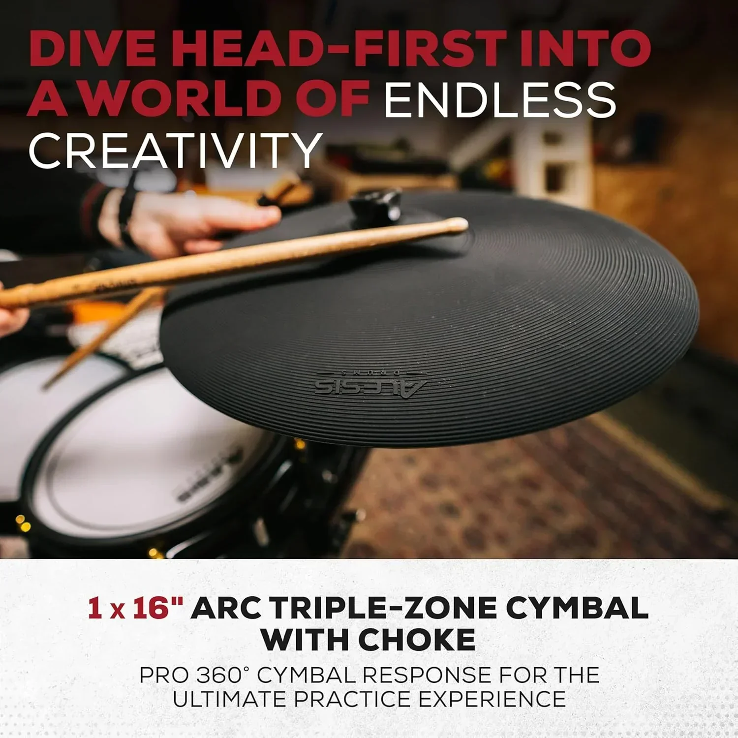 Alison Strata Prime Electronic Drum Set with Touch Screen Dual Area Grid Head