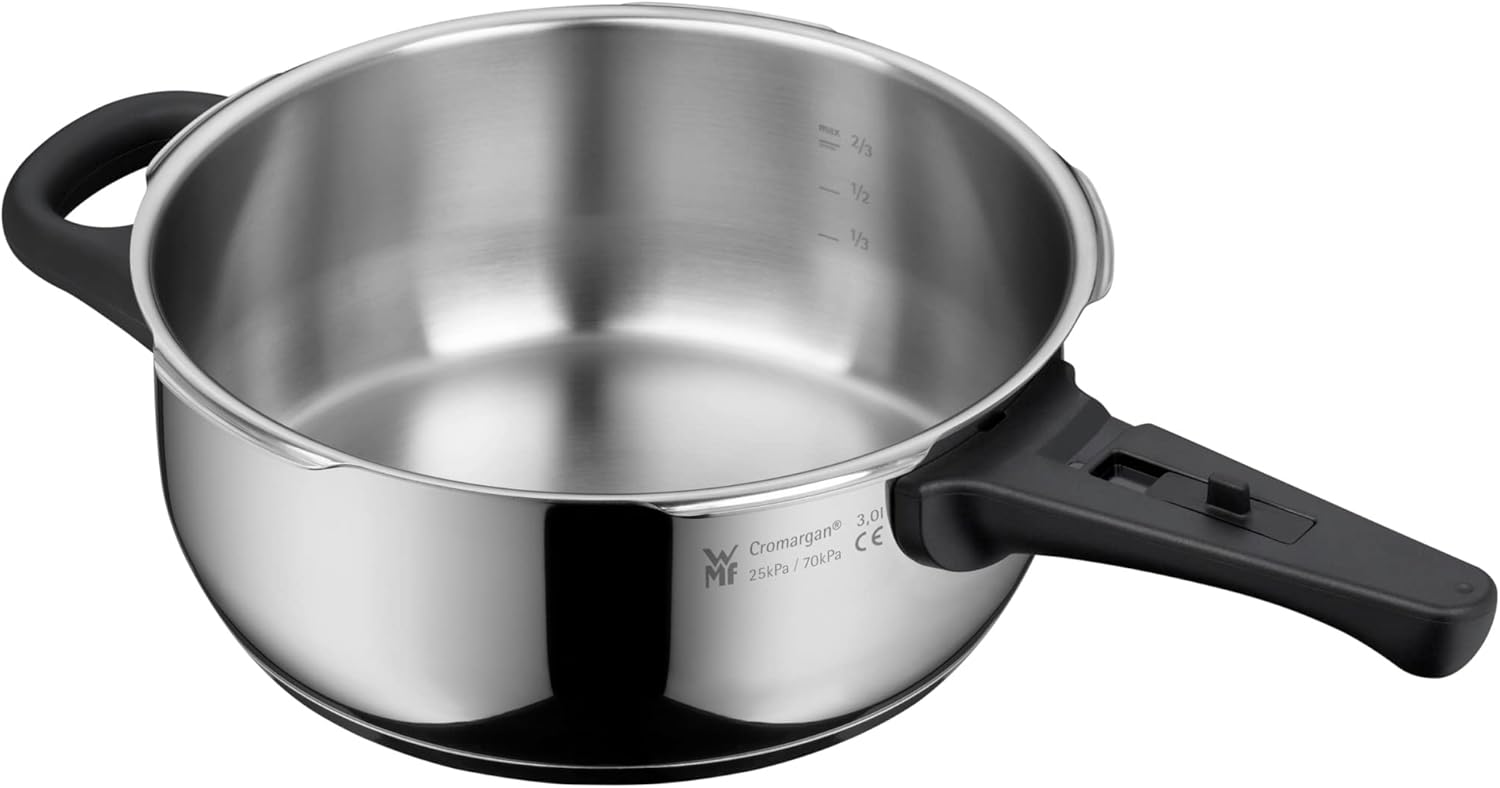 WMF Perfect One Pot Schnellkochtopf Set Induktion 2-teilig, Dampfkochtopf 6,5l, 3l, großes Kochsignal, 2 Kochstufen, abnehmbarer Deckelgriff, Edelstahl