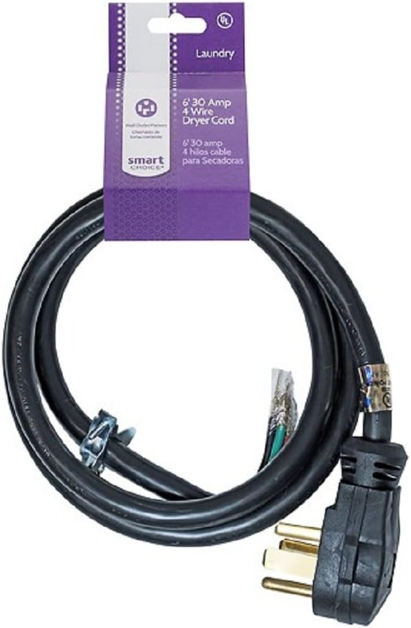 Smart Choice 1,8 m langes 30 Amp 4-Zinken-Trocknerkabel.