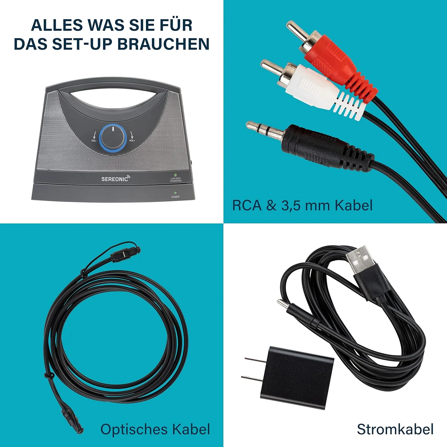 SEREONIC Draagbare Draadloze TV Luidsprekers voor Smart TV �C Ideale Luidspreker voor Televisies zonder Dreunend Geluid �C Draadloze TV Luidspreker voor Slechthorenden en Senioren �C Bereik 30 m