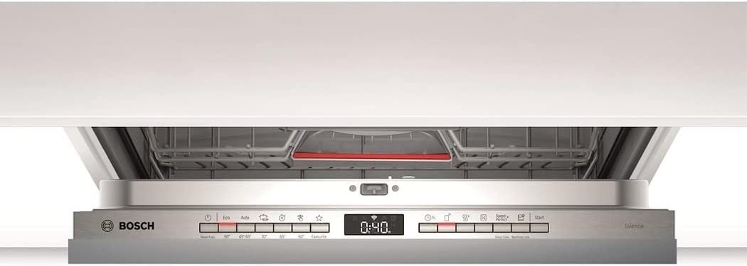 Bosch SMU4ETS08E, Serie 4, Smarter Unterbau-Geschirrspüler 60 cm, Besteckkorb, Spülmaschine mit Programmassistent, besonders Leise, höhenverstellbarer Oberkorb, Automatische Türöffnung, Edelstahl