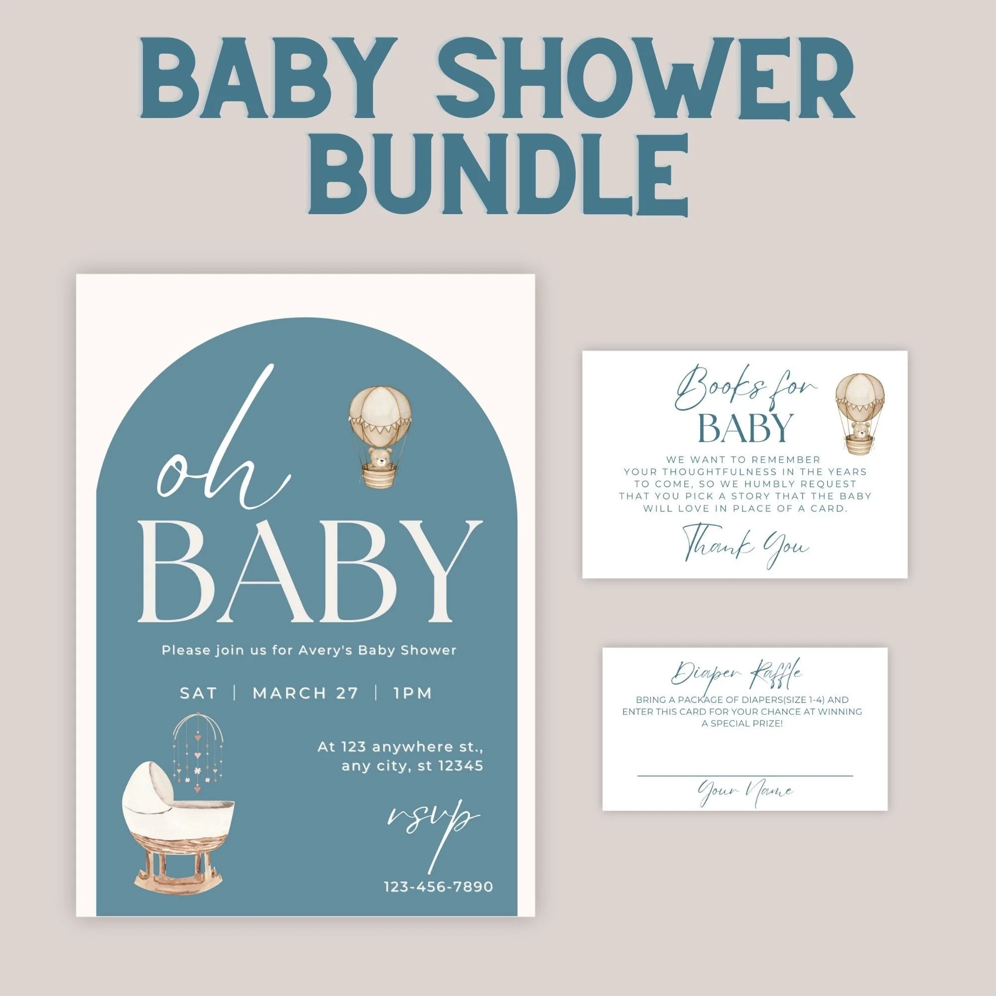 Minimalist Baby Shower Invitation Print Bundle, Chic Baby Shower, Digital Baby Shower Invitation, Baby Shower Games