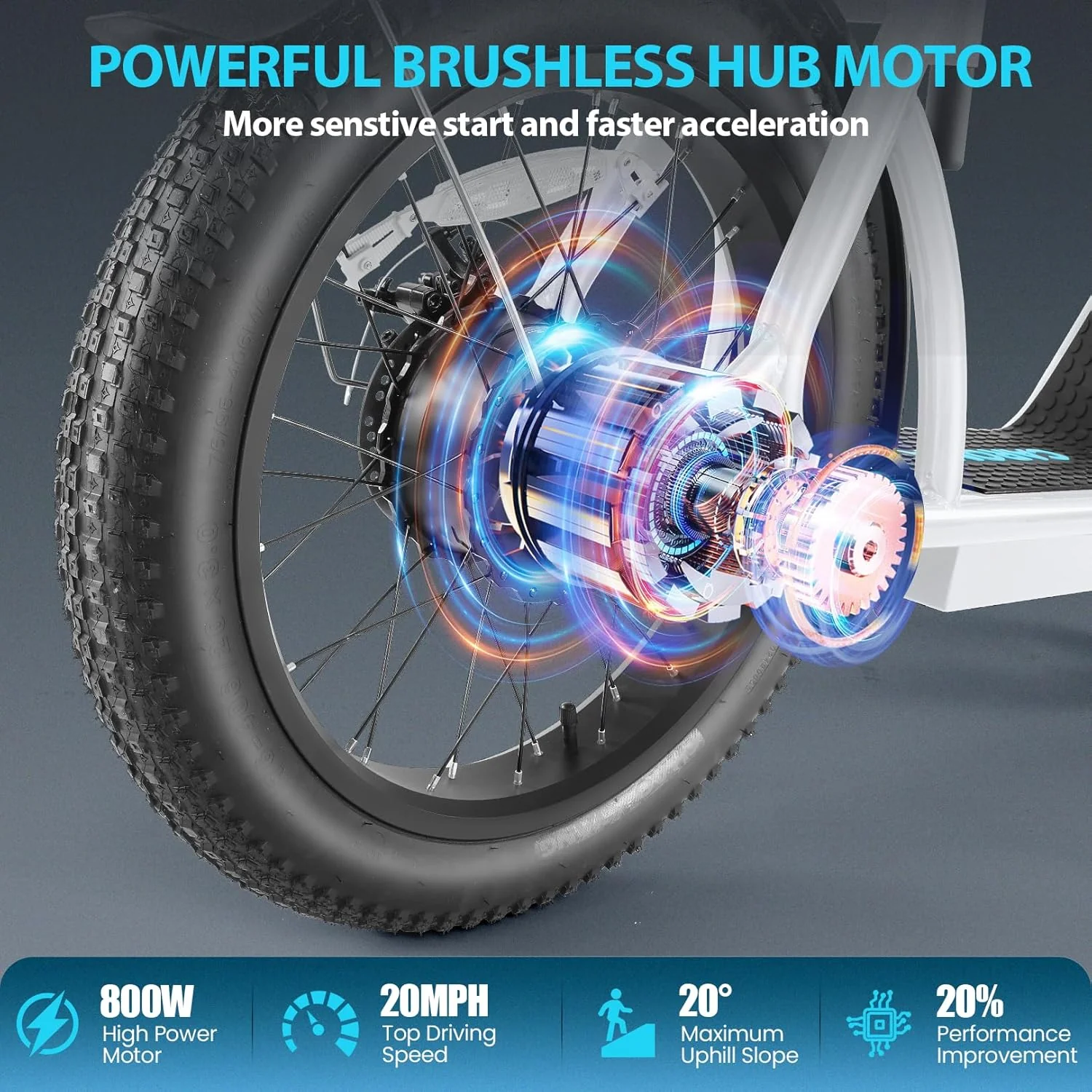 Caroma Peak 800W Foldable Adult Electric Scooter with 20-inch Wide Tires, 48V Battery, Basket, and Adjustable Seat