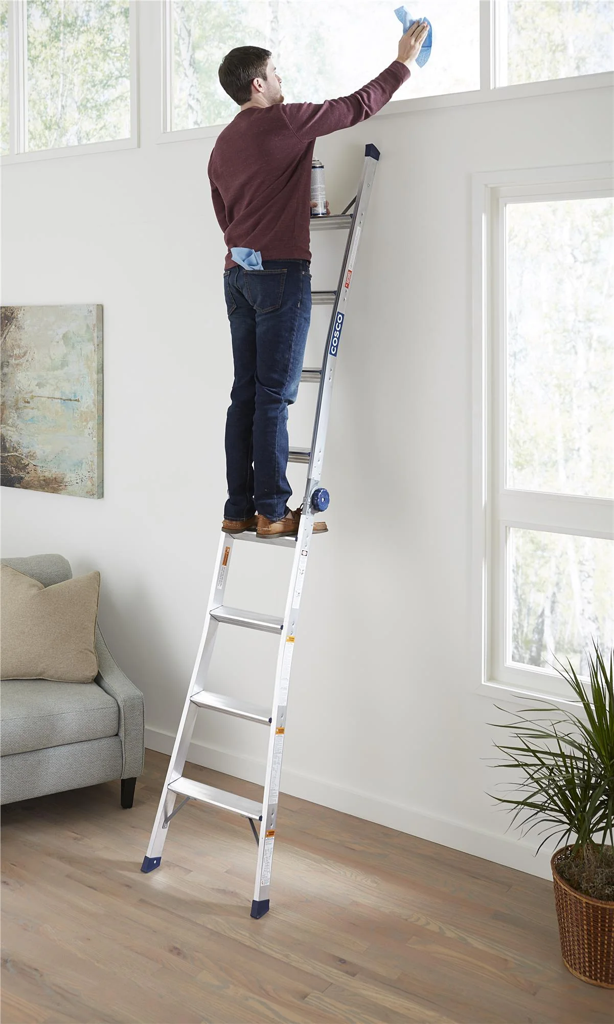 2-in-1 Trap- en Uitklapladder, Bereik 2,64 m