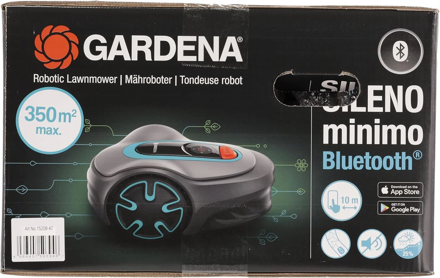 2025 Gardena M?hroboter SILENO minimo 350 m2: Intelligente Robotmaaier met Optimale Connectiviteit, Programmeerbaar via Gardena Bluetooth App (15208-47)