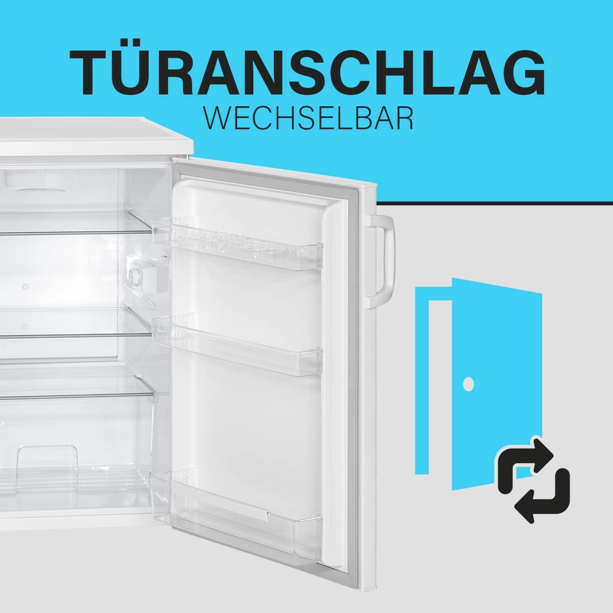 Bomann® Kühlschrank ohne Gefrierfach | Energieklasse D | 85cm | leise 39dB | 3 Ablagen | Türanschlag wechselbar | 133L | Kühlschrank klein mit Gemüsefach | Standardkühlschrank | VS 2195.1 weiß