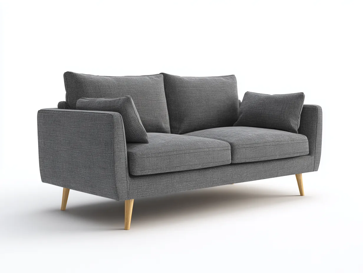 2-Sitzer Sofa Stoff 165 x 87 x 84 cm - grau - für Wohnzimmer - modern mit Holzfüßen