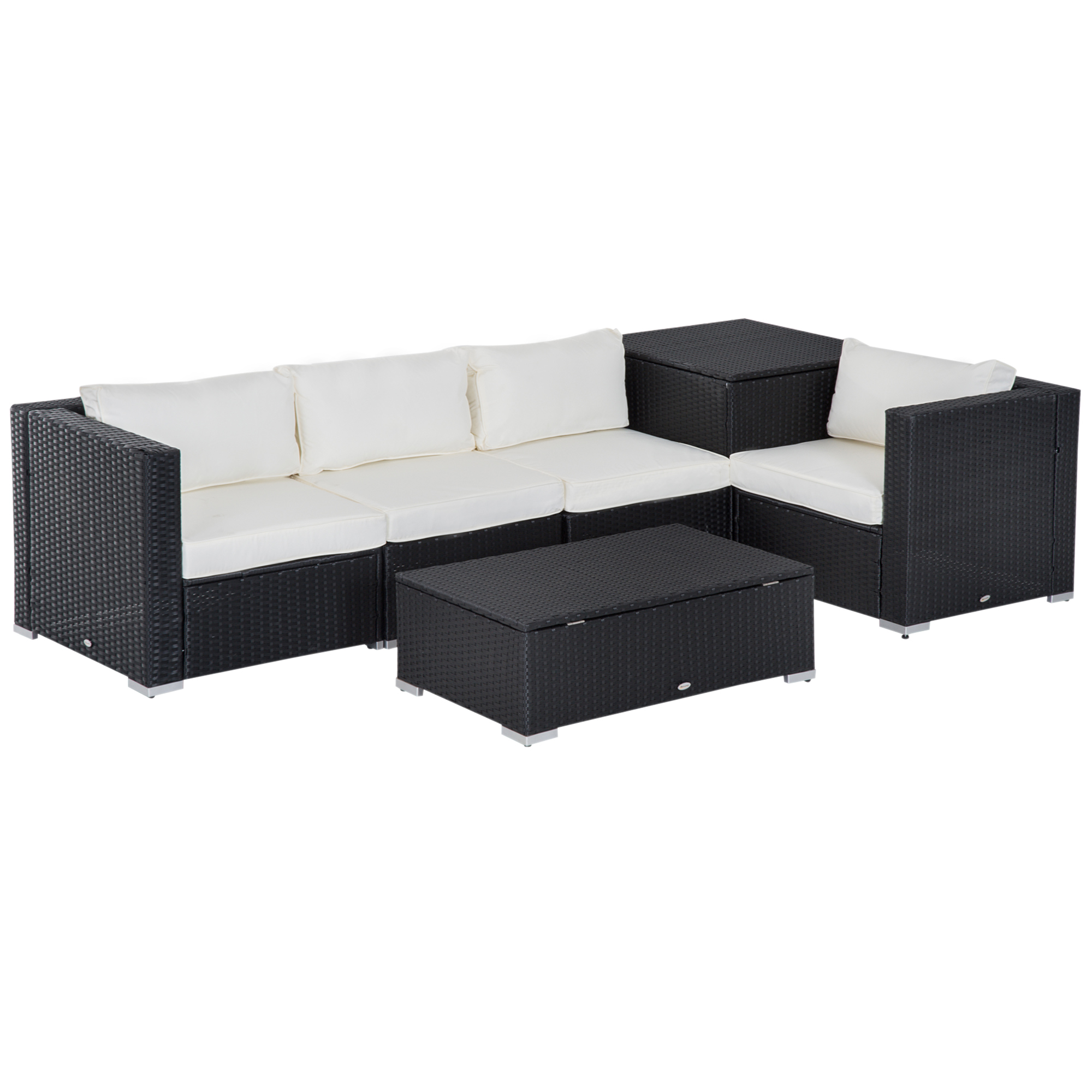 Outsunny tuinmeubels 6-delig Staal zwart + cr��me