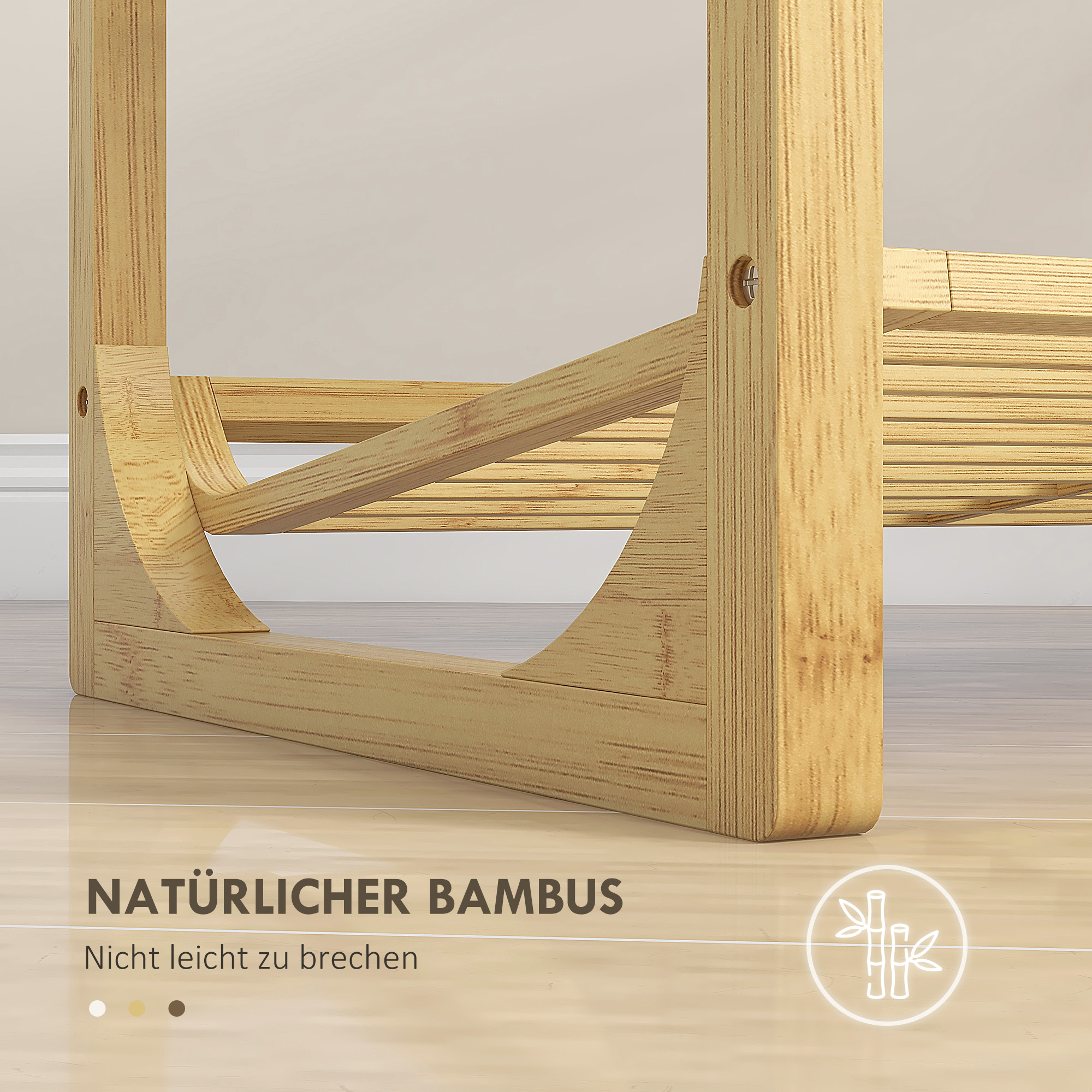 Bamboe Schoenenrek, 15,5 cm Plankhoogte, Geventileerd Latjesontwerp, 76 x 33 x 67 cm, Natuurhout Look