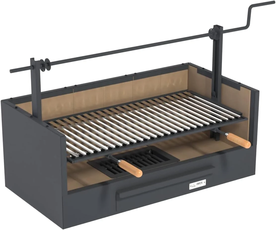 Imex El Zorro – Cajón Barbacoa con Ladrillo Refractario | 90x48x65 cm | Estructura Robusta de Acero y Alta Retención de Calor | Ideal para Barbacoas de Carbón y Leña en Exteriores