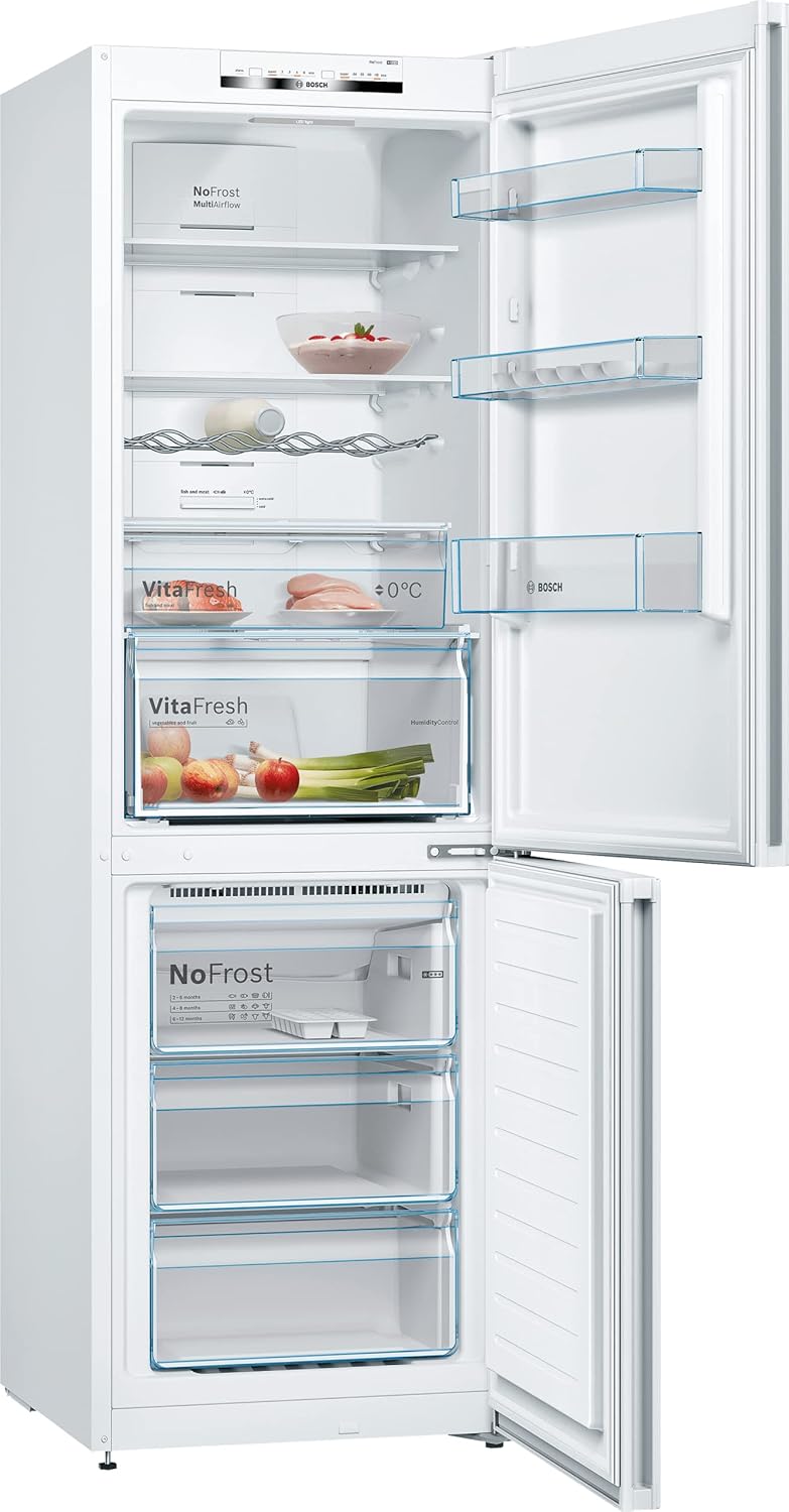 Bosch KGN36VWED Série 4 Réfrigérateur combiné pose-libre - 326 L - 186 x 60 (H x L) - Blanc