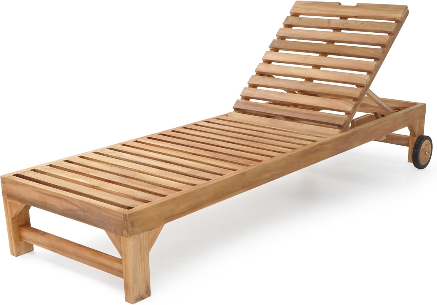 AXI Rama Gartenliege aus Teak Holz mit Kissen | Sonnenliege aus Teakholz mit Verstellbarer Rücklehne - 4 Positionen | Sonnenbett/Liege mit Rollen für Draußen/Garten