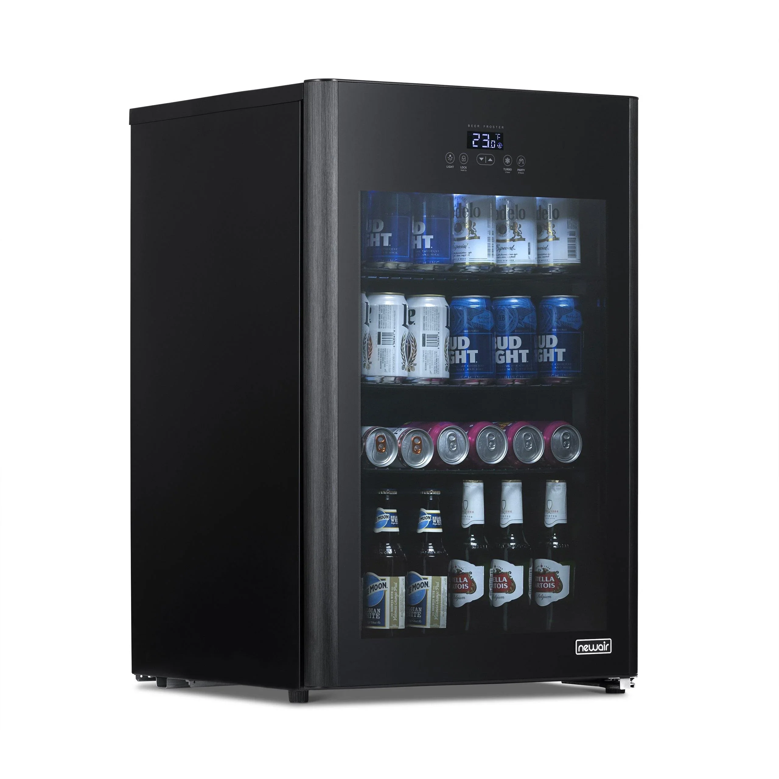 2025 Newair® Refrigerador de Bebidas Negro Independiente para 125 Latas con Función de Congelación Rápida – 22,1”