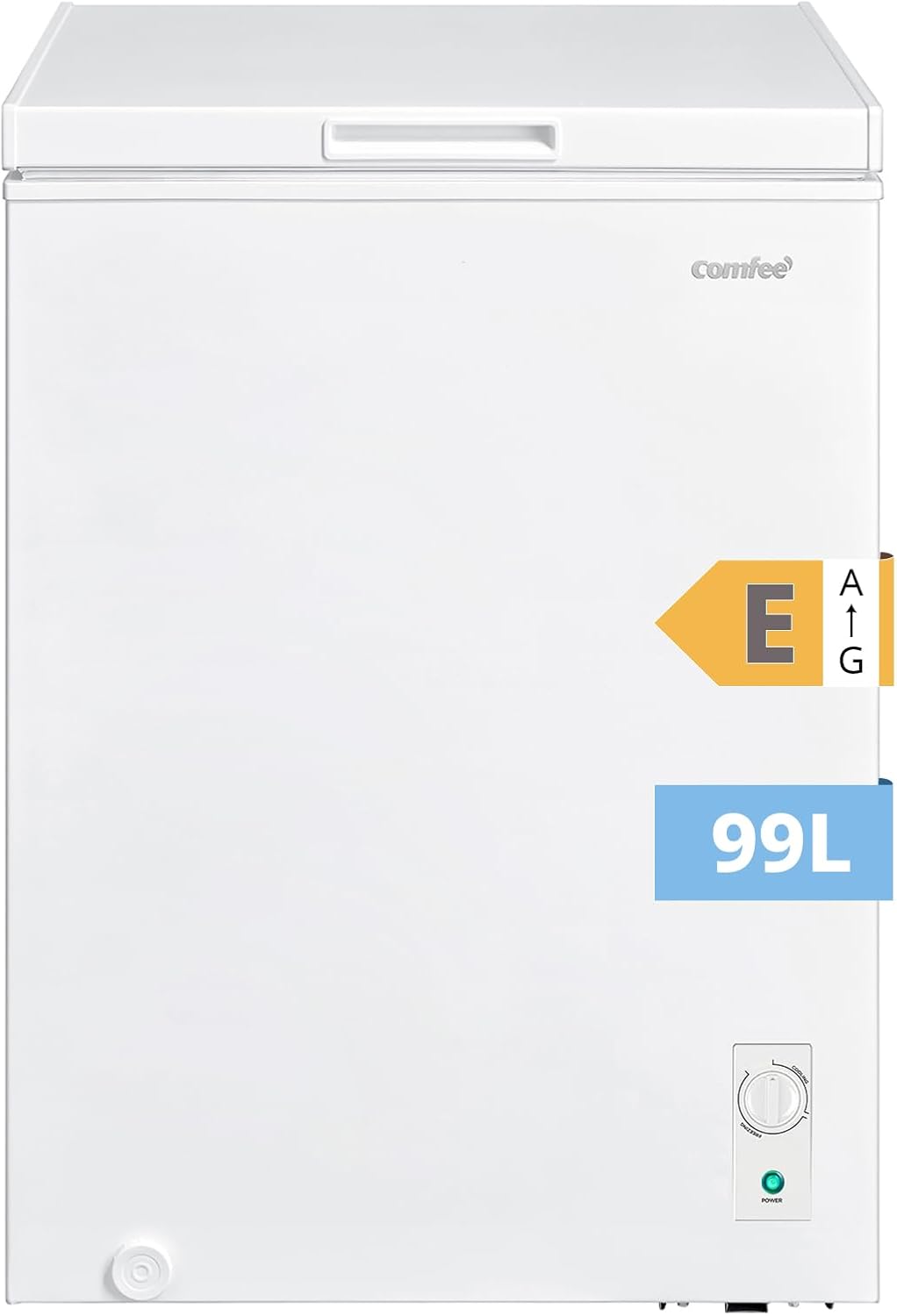 COMFEE' 99L Congelateur Coffre, Conversion Congélateur/Réfrigérateur, Blanc | Congélateur Coffre Autonome, Compresseur Inverter, Congélateur 4 Étoiles, Pour Dépendances/Garages