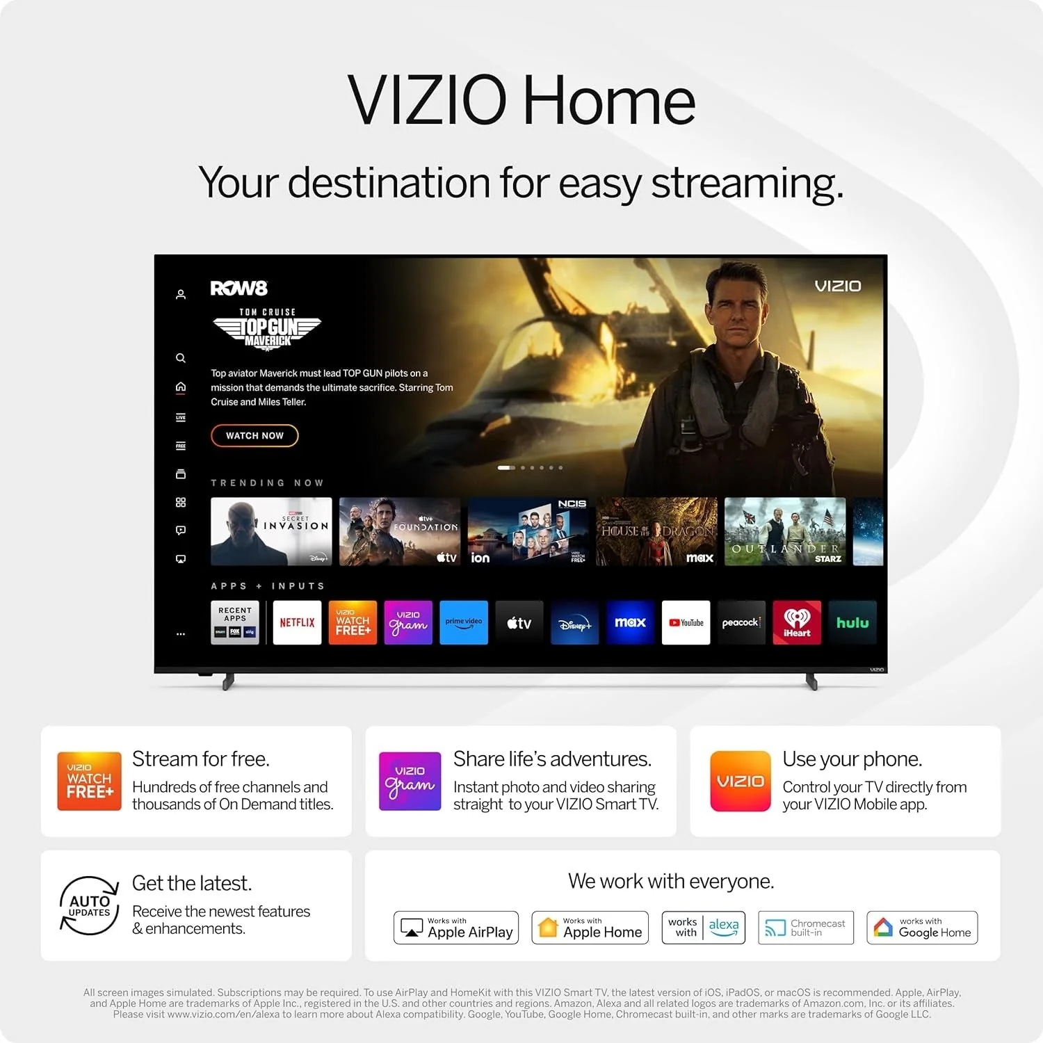 VIZIO 50′′ 4K HDR Smart TV, Dolby Vision HDR/HDR10+, WiFi 6 – (Refurbished)