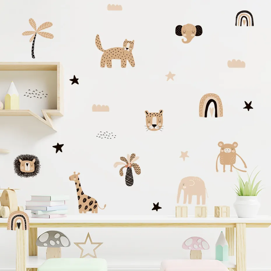 Boho Safari Animals Nursery Wall Decals