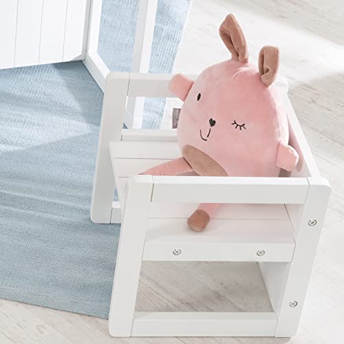 roba Set Tavolo   Sgabello per Bambini   Convertibile in Panca   Stile Country – Mobili per Bambini – 3 Altezze – Multifunzionale   Legno Laccato Bianco : Casa e cucina