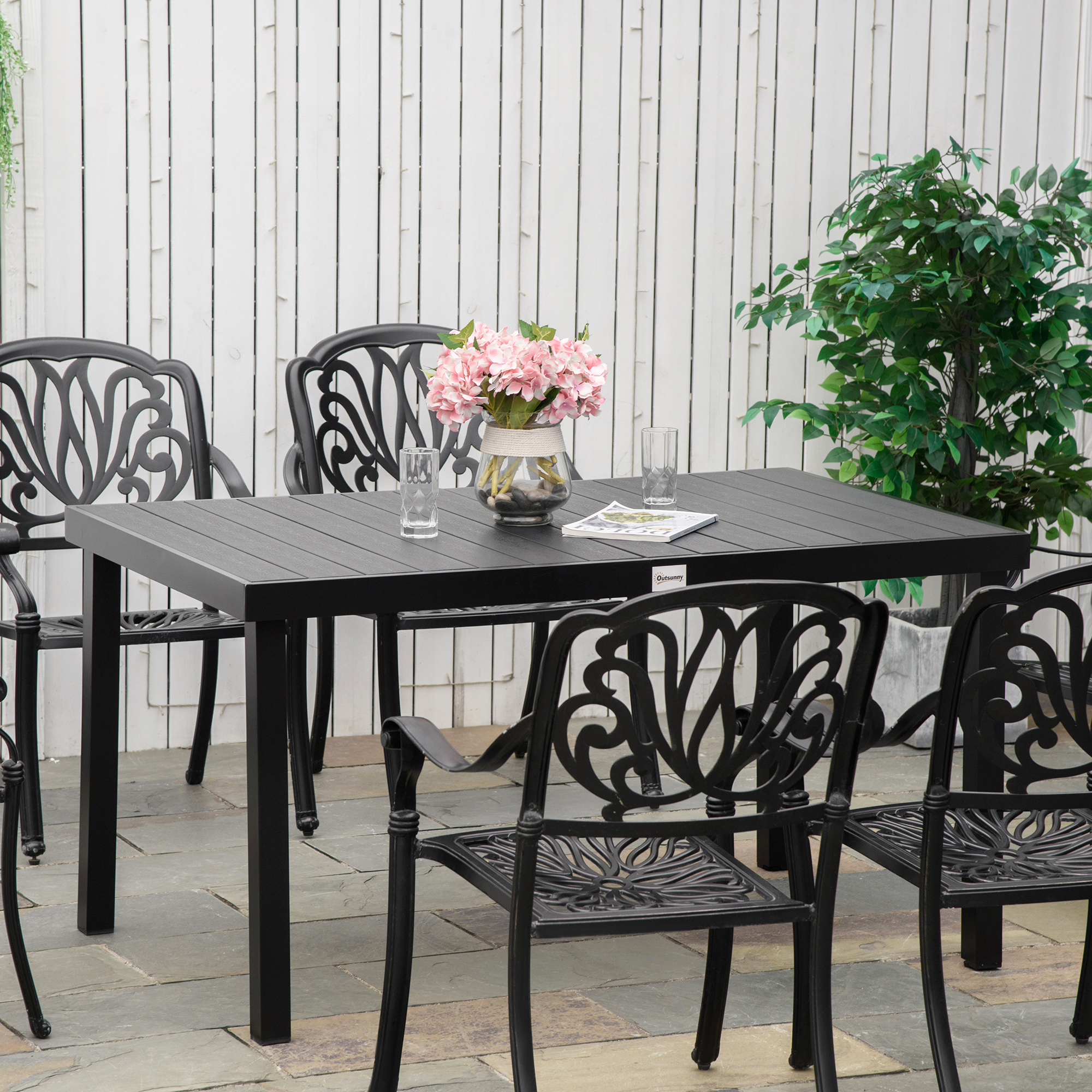 tuintafel voor 6 personen, aluminium 140cm x 90cm x 74cm