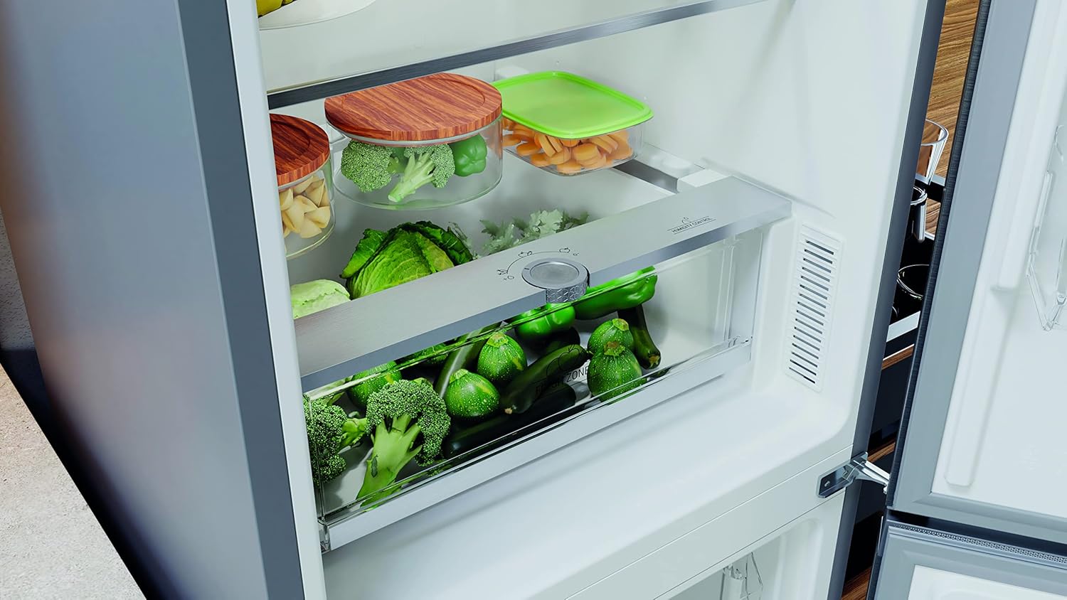 Bauknecht KGN 18D13IN Kühl-Gefrier-Kombination/EEK D /191,2 cm Höhe /201 kWh/Jahr/104L Gefrierteil/leise 34dB /Active Oxygen/Total NoFrost/Active-Inverter-Kompressor/Active Fresh, Silber