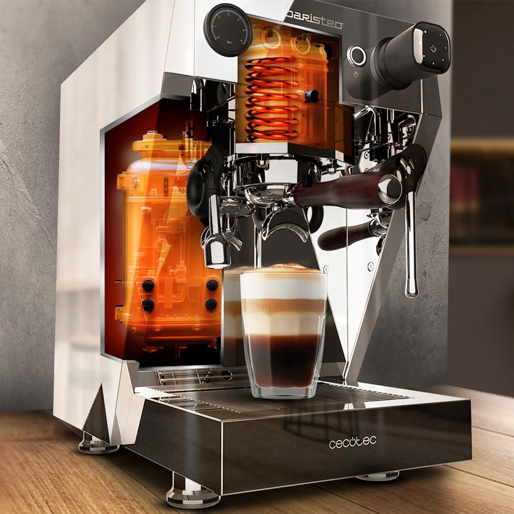 Cecotec Espresso-Kaffeemaschine Barista Baristeo Intima, professionelle Barista-Espressomaschine, Vorbrüh-System, 15 Bar Pumpe, einfaches Befüllen, 1,7L Wassertank und Tassenwärmer