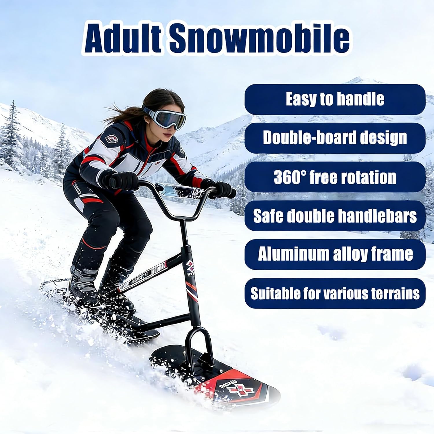Schneeschlitten, Skiboard, Aluminium-Schneeskateboard, Snowboard-Skischlitten für Outdoor-Wintersport, Snowboardausrüstung, Downhill, Zwei Skateboards Black