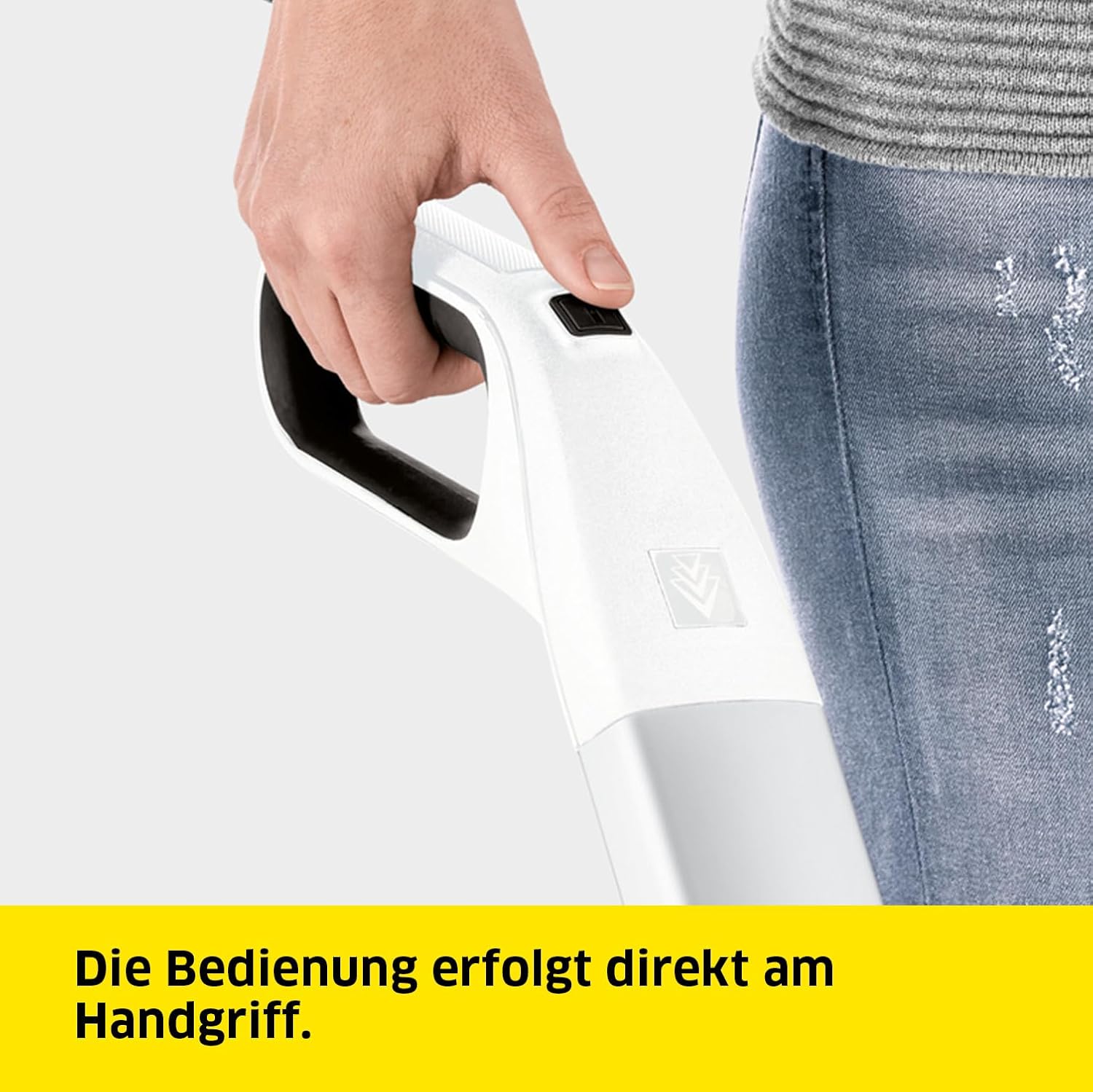 Krcher Elektrischer Wischmopp EWM 2, kabelloser Bodenreiniger mit 2 rotierenden Mikrofaserwalzen, Akkulaufzeit: ca. 20 min, Flchenleistung pro Akkuladung: ca. 60 m, Wei