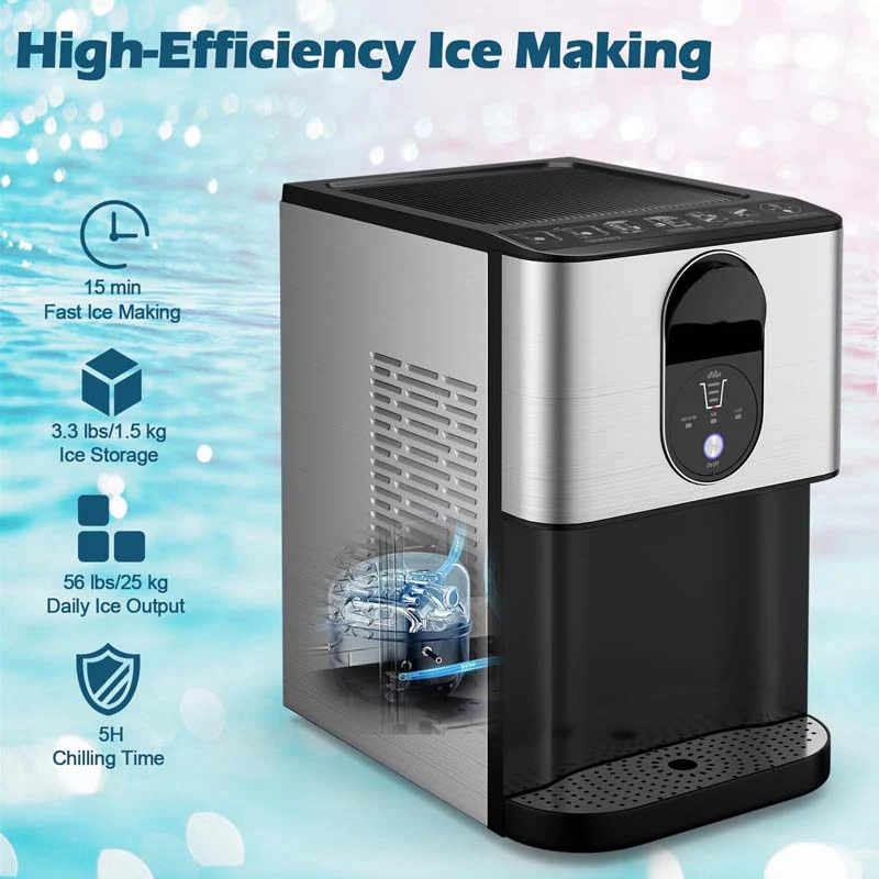 Eletriclife Self Dispensing Nugget Ice Maker Countertop with Soft Chewable Pellet Ice Cubes