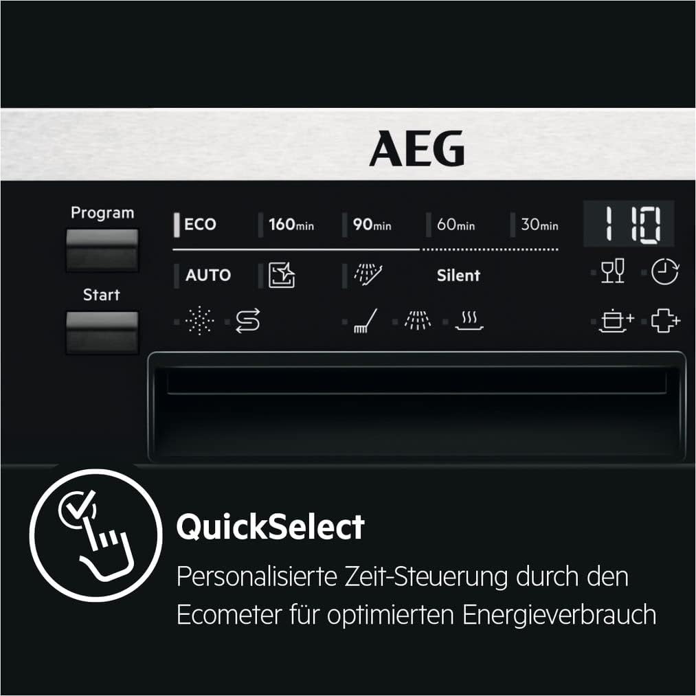 AEG Vollintegrierter Geschirrspüler 60cm, Spülmaschine Serie 7000: mit Glasschutz, Energieklasse A, Besteckschublade, personalisierte Zeit-Steuerung, leise 41dB, ComfortRails, Wasserstopp, FSE7676AP