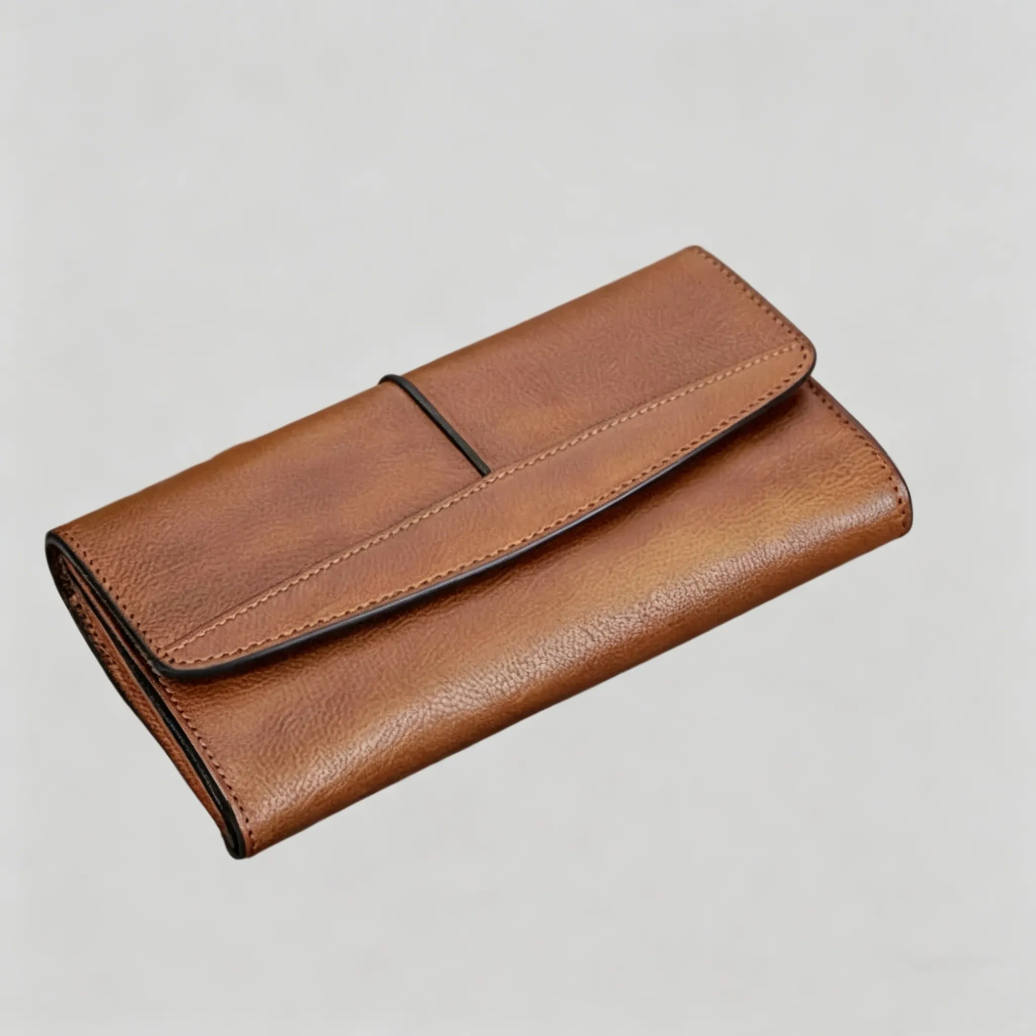 Personalized Trifold Clutch Long Leather Wallet