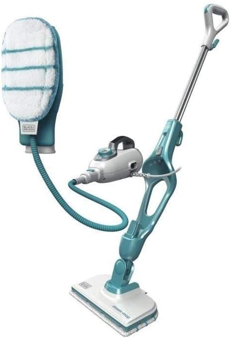 Black+Decker 15-in-1 Dampfbesen Steam-mop (mit Steamitt Dampfhandschuh zur Oberflchenreinigung, AutoSelect für richtige Menge Dampf, 180° drehbarer Reinigungsfu, inkl. 15-tlg Zubehr)
