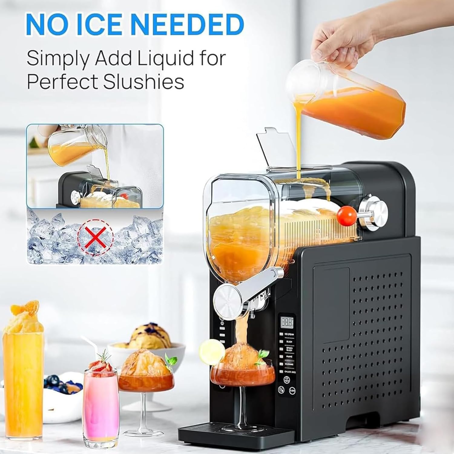 Máquina Para Granizados Y Hielo Raspado De 1,6 L, Máquina Para Hacer Helados Con 6 Programas Preestablecidos, Autolimpieza Con Un Solo Toque Para Batidos, Batidos Y Margaritas