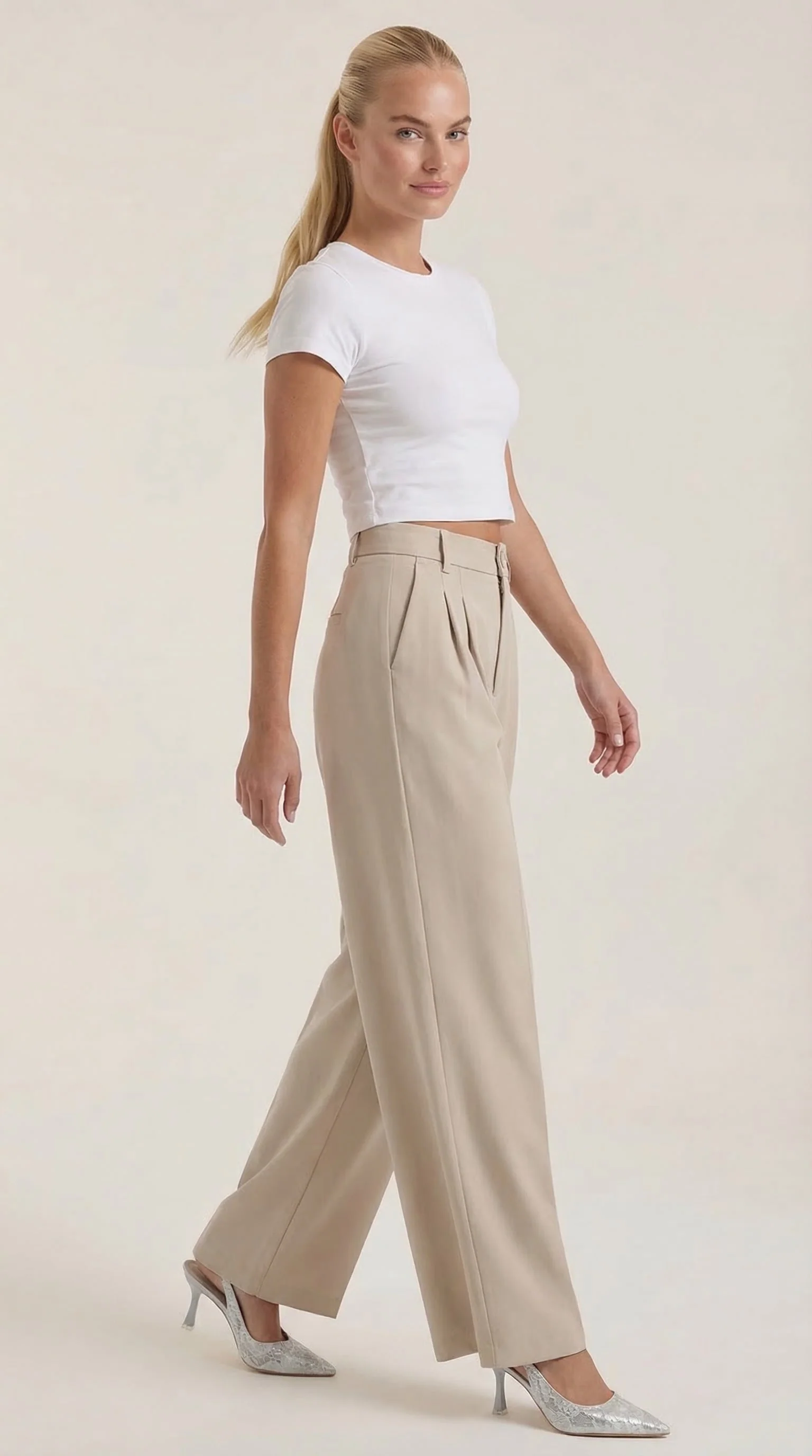High Waist Stoffhose