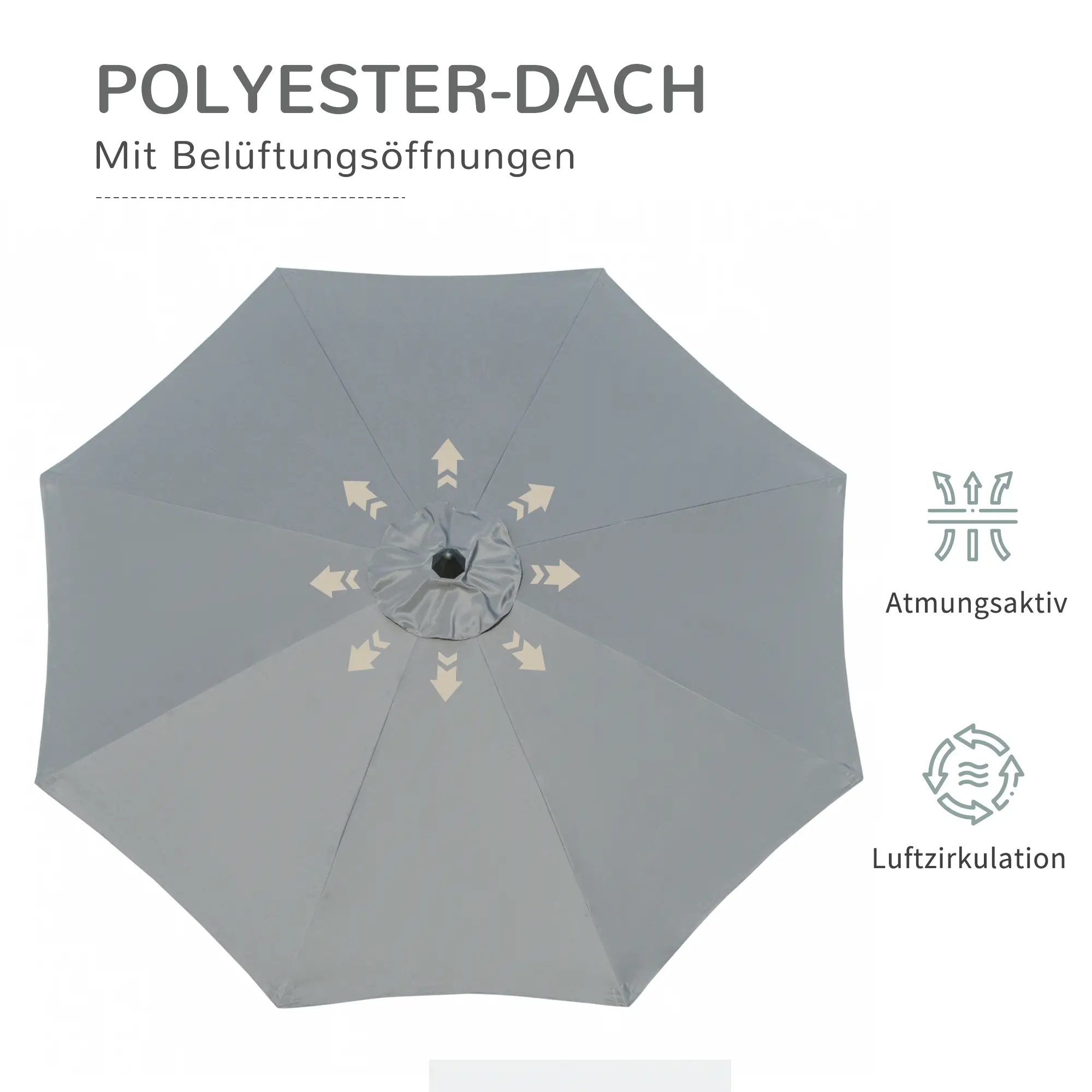 Outsunny Parasol 2,7 m Donkergrijs met Zwengel & UV-bescherming