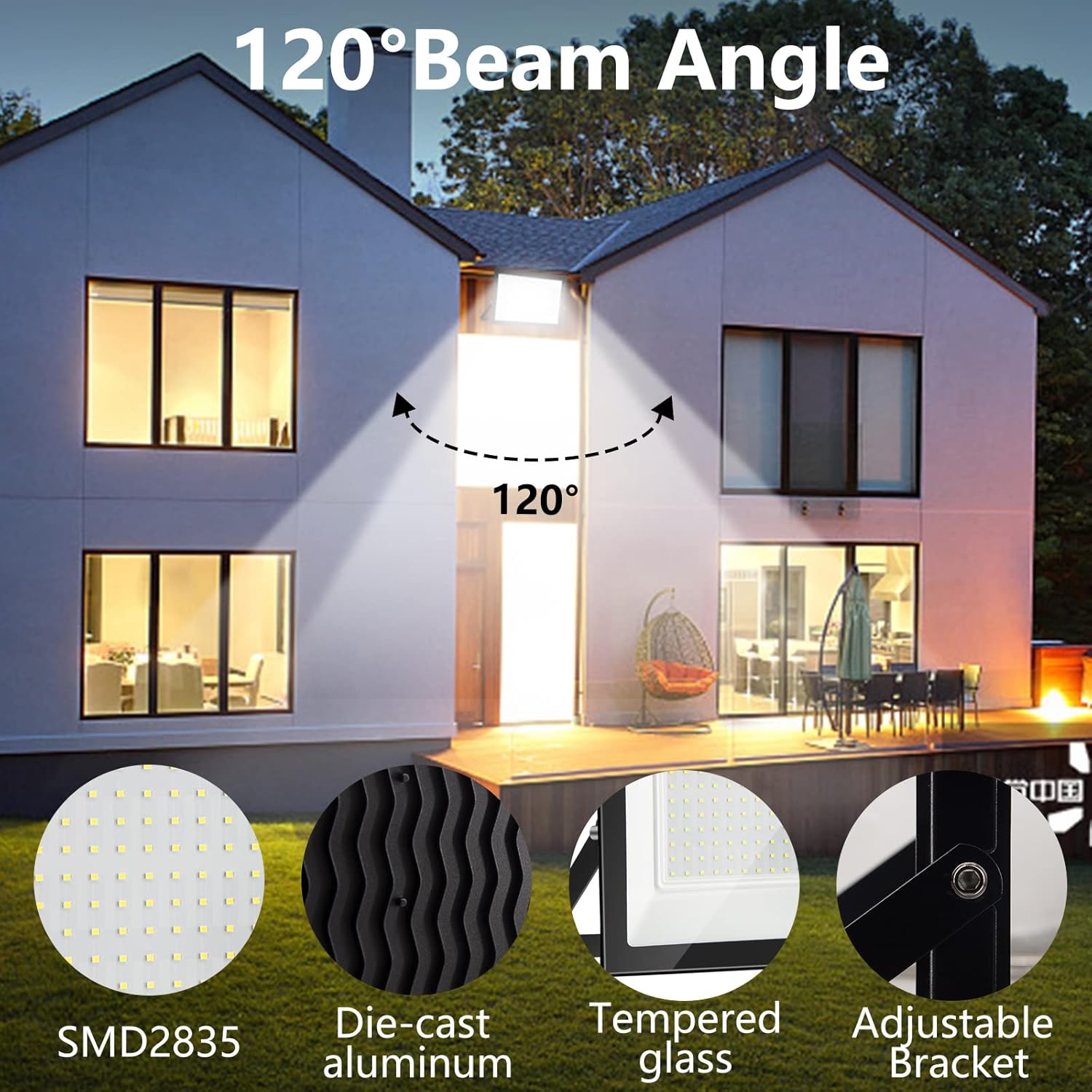 200W Strahler Außen 10 Stück, Außenstrahler LED Fluter 20000LM 6000K Kaltweiß Scheinwerfer Flutlicht IP65 Wasserdicht, Aussenstrahler für Hinterhof, Garten, Werkstatt