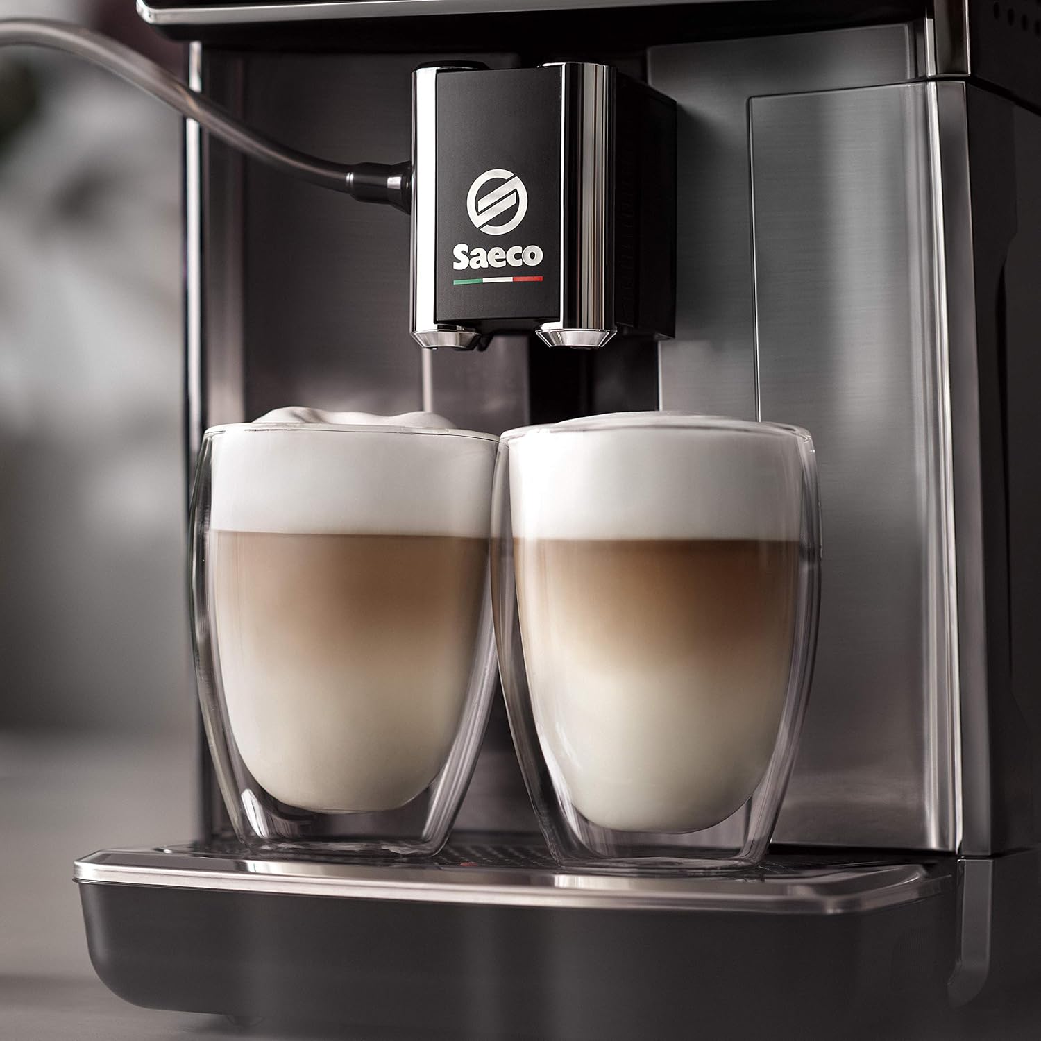 Saeco GranAroma Fully Automatic Espresso Machine, 16 Beverages, 6 User Profiles, Colored TFT Display, Metal Front, SM6585/00