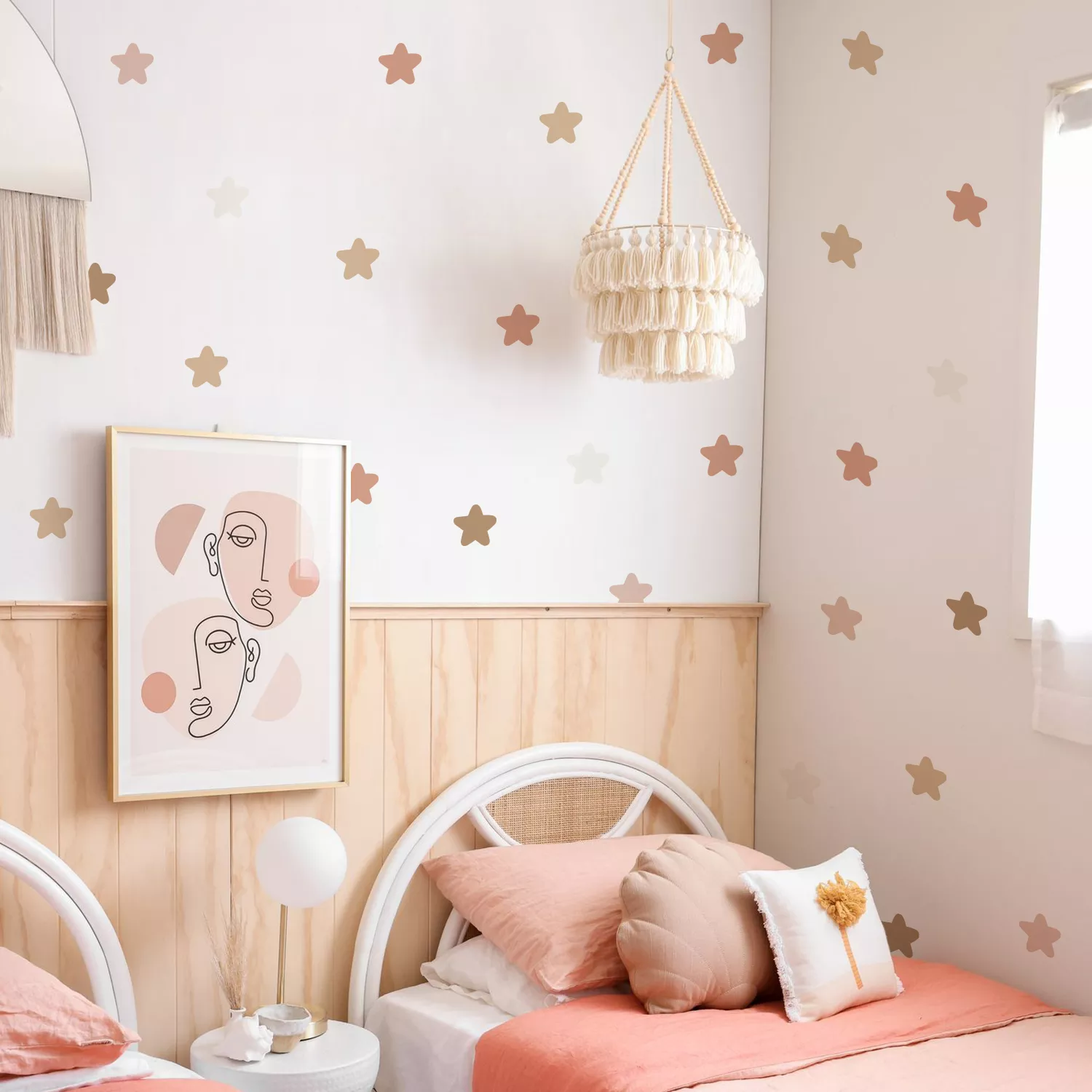 Boho Stars Wall Stickers for Children's Room, Baby Girl Nursery Decals