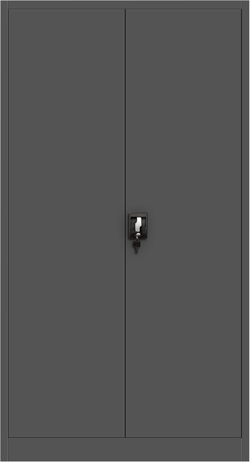 Jan Nowak Metallschrank Jan 185 x 90 x 40 cm - Metall Aktenschrank Abschließbar mit 2 Türen, Mehrzweckschrank mit 5 Ebenen, Büroschrank aus Stahlschrank mit Pulverbeschichtung - Anthrazit