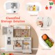 Wooden Kids Kitchen Playset with Chalkboard Ice Maker Sink Lighted Microwave