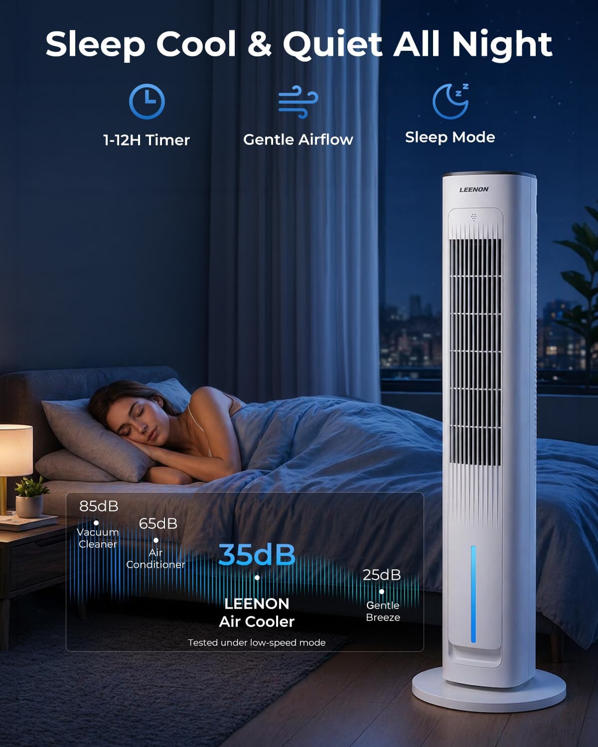 LEENON 3en1 Rafraichisseur d'Air Silencieux, 38
