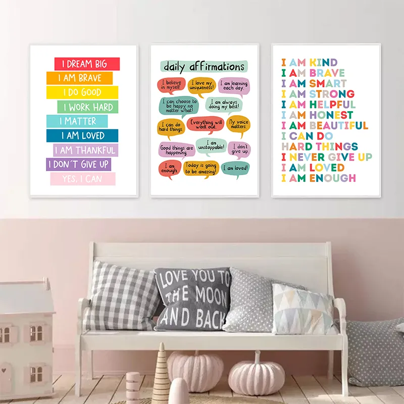 Positive Affirmations Colorful Nursery Wall Art