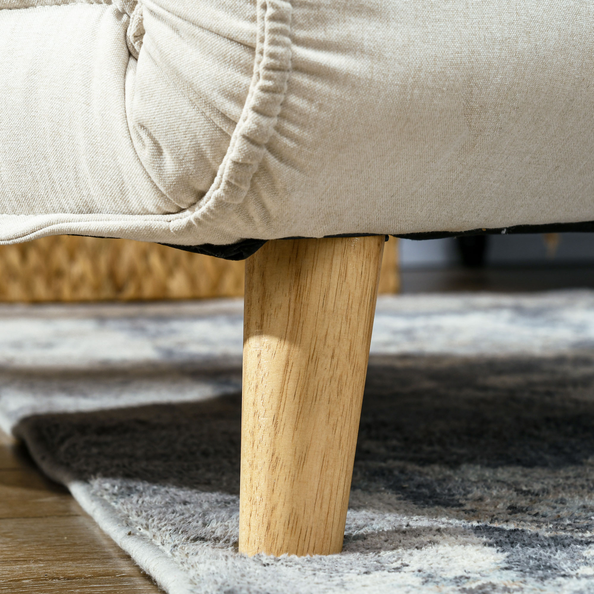 Slaapstoel, 6-staps verstelbare leuning, Linnenlook, tot 150 kg, Roomwit
