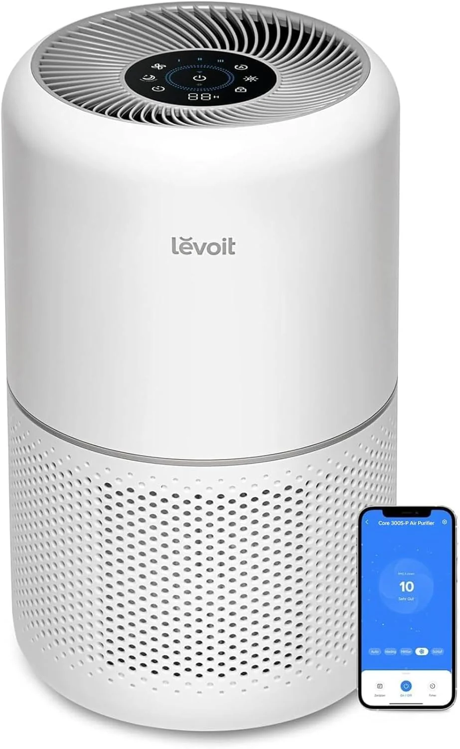 LEVOIT Air Purifier for Home Allergens Pet Hair in Bedroom. Covers Up to 1073 ft虏 by 56W High Torque Motor. AHAM VERIFIDE. 3-in-1 Filter with HEPA Sleep Mode. Remove Dust Smoke Odor. Core300-P. White
