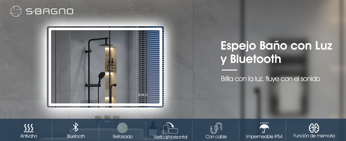 S'bagno espejo baño con luz; espejo baño led; espejos de baño con led; espejo de baño con luz