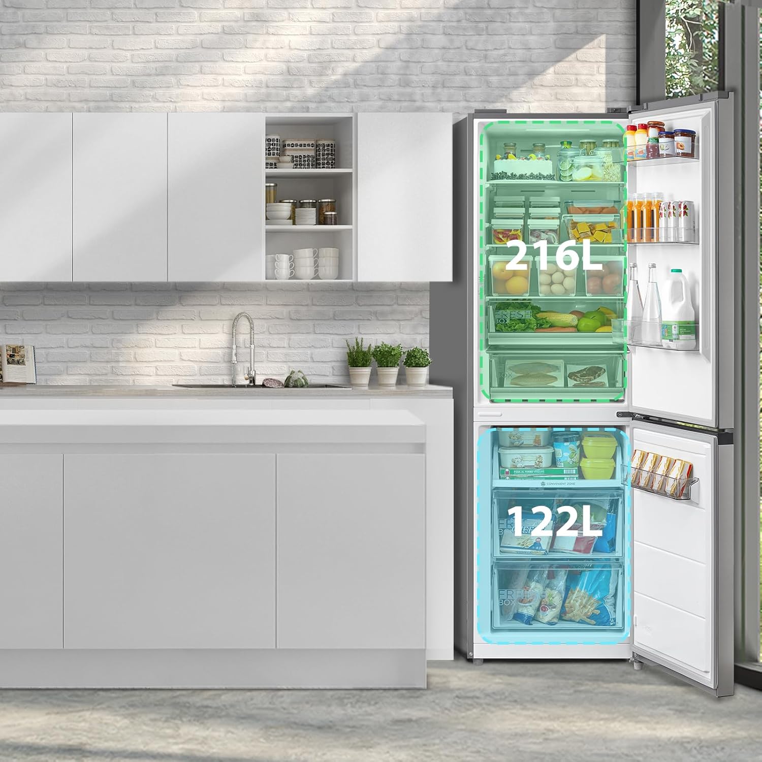 Midea MERB276FGE02A Fridge/Freezer Combination, 180 cm Height, NoFrost, Double Control, Super Cooling Function, 219 kWh per Year, Fridge Capacity 199 L, 71 L Freezer Capacity