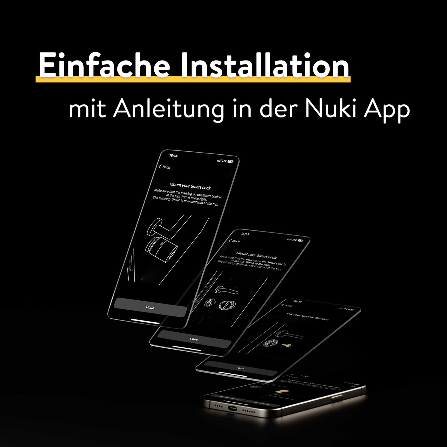 Nuki Smart Lock Pro mit Bluetooth, WLAN & Matter, für mühelose Integration ins Smart Home, elektronisches Türschloss ermöglicht Tür aus der Ferne zu sperren, einfach zum Nachrüsten ohne Zylindertausch