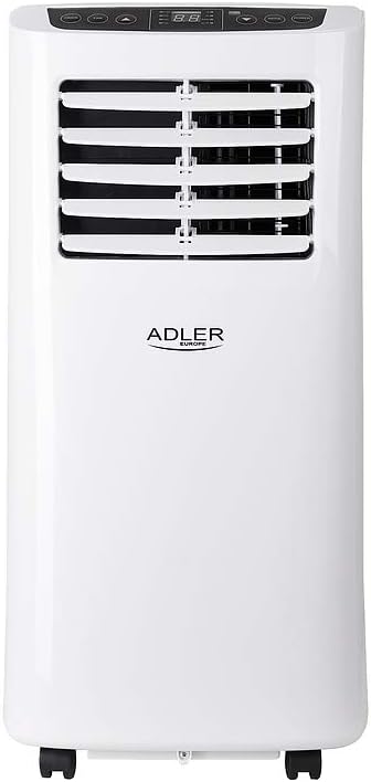 Adler AD 7909 Klimaanlage Mobil, 3 Betriebsarten, 2 Lüftergeschwindigkeiten, Entfeuchter, Fernbedienung, Timer, Tragbare Klimagerät für Räume bis 20 qm, 7.000 BTU/h, Energieklasse A, 792W, Weiß