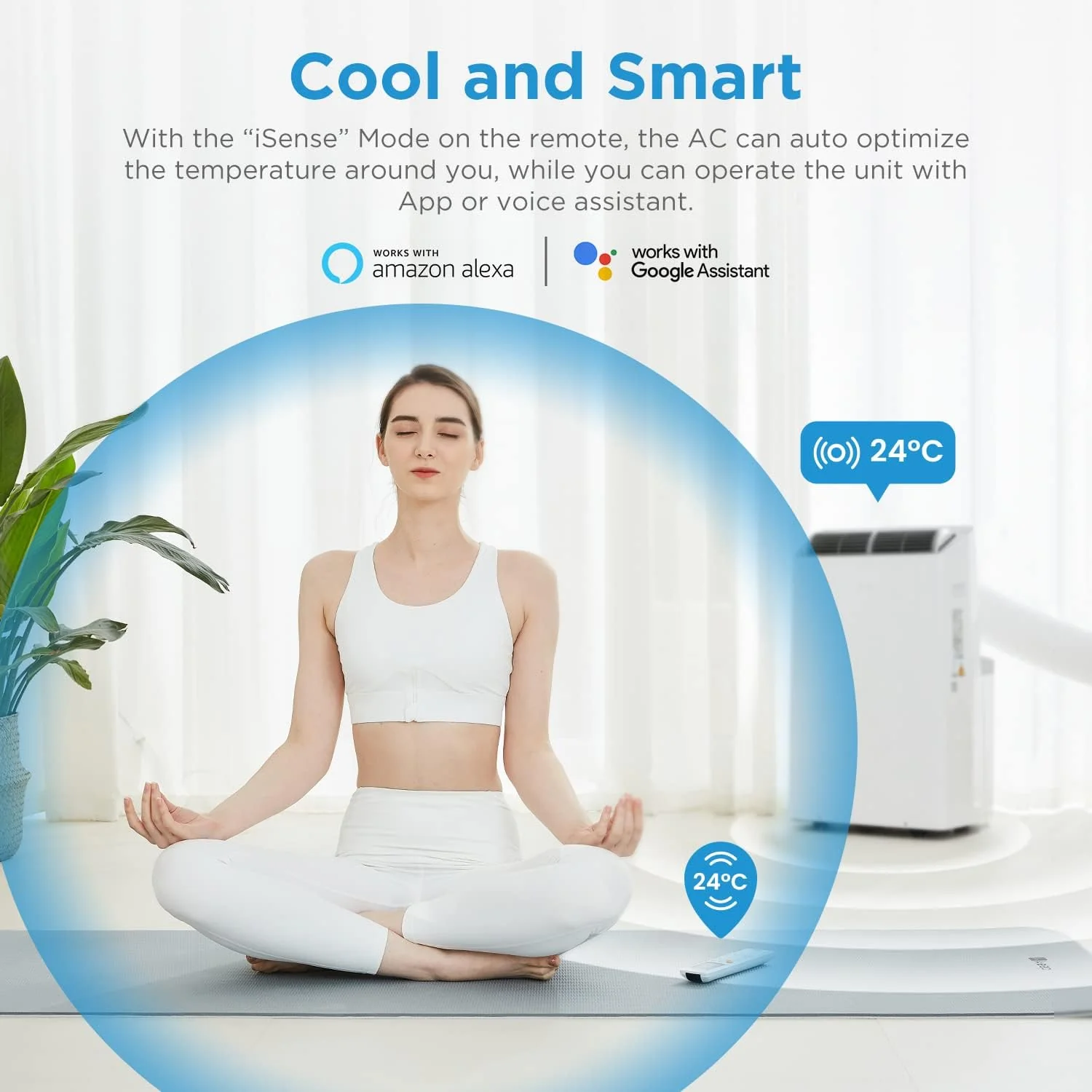 Midea Mobiles Klimager?t Silent Cool 26 Pro WF, 9000 BTU 2,6kW, K��hlen&Ventilieren&Entfeuchten, Raumgr??e bis 88m3(33�O), APP-Steuerung/Alexa/Google Home/IFTTT, Mobile Klimaanlage mit Abluftschlauch