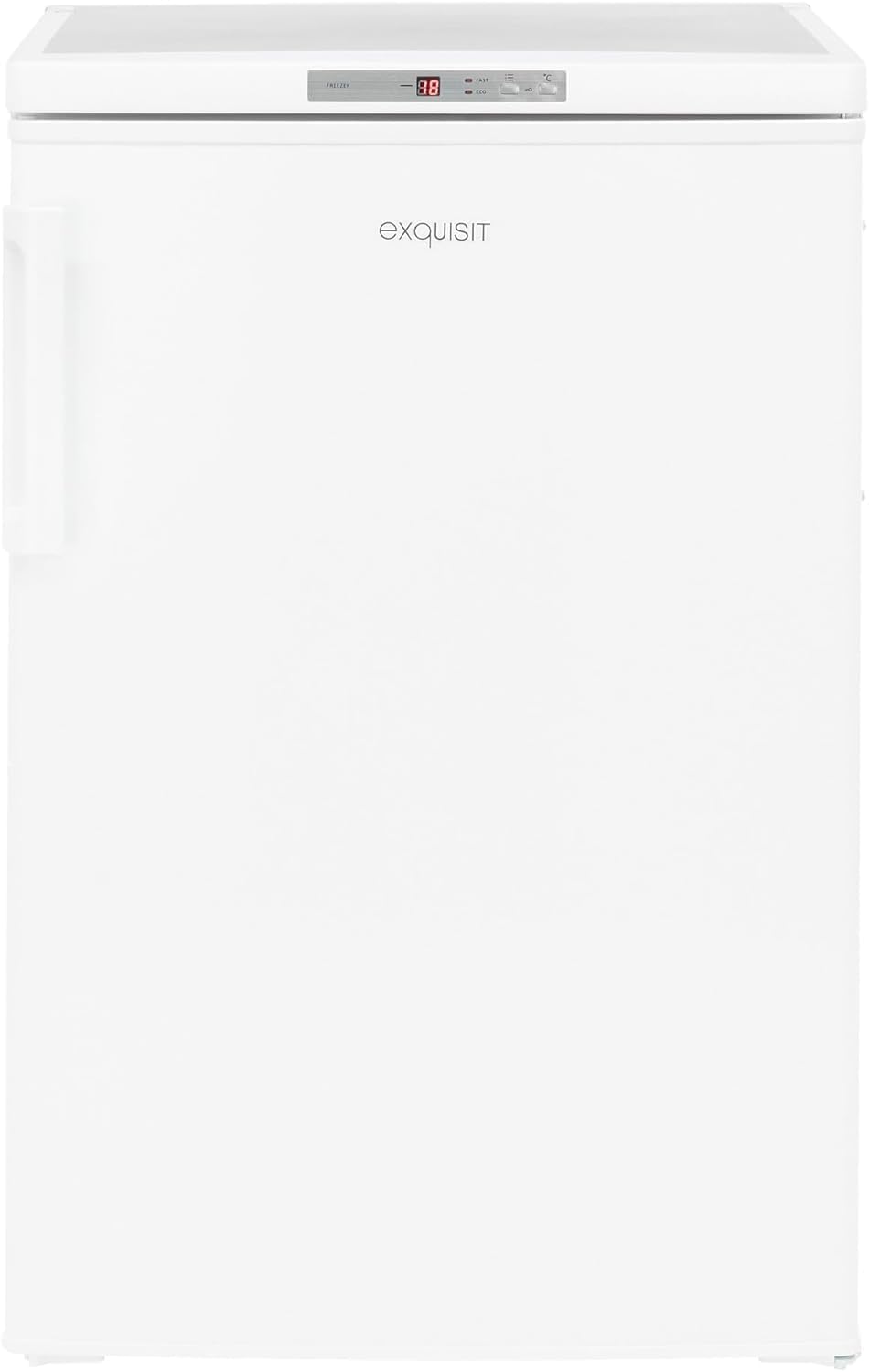 Exquisit® Congelador Table Top, 91L, Clase E, Color Blanco, 4 Compartimentos, Cajón XL para Alimentos Grandes, Altura Regulable, Ruedas Traseras, Consumo 166 kWh/año, Medidas 88,5x55x57,5 Cm.