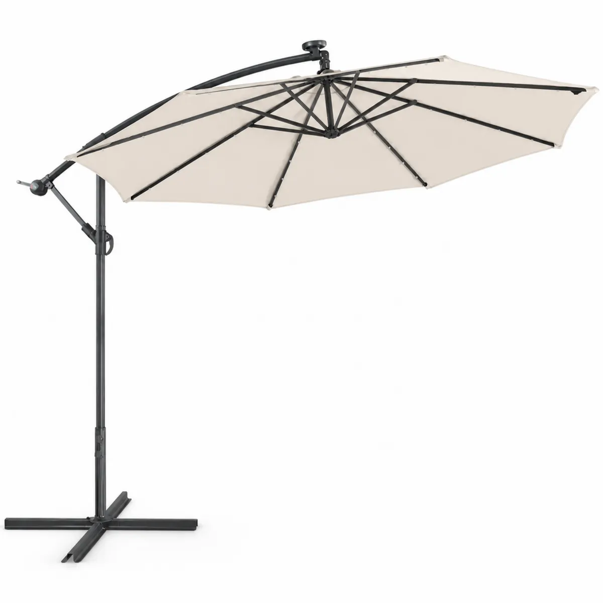 Freistehender Gartenschirm Rund Ø 300 cm Beige Aluminium Polyester