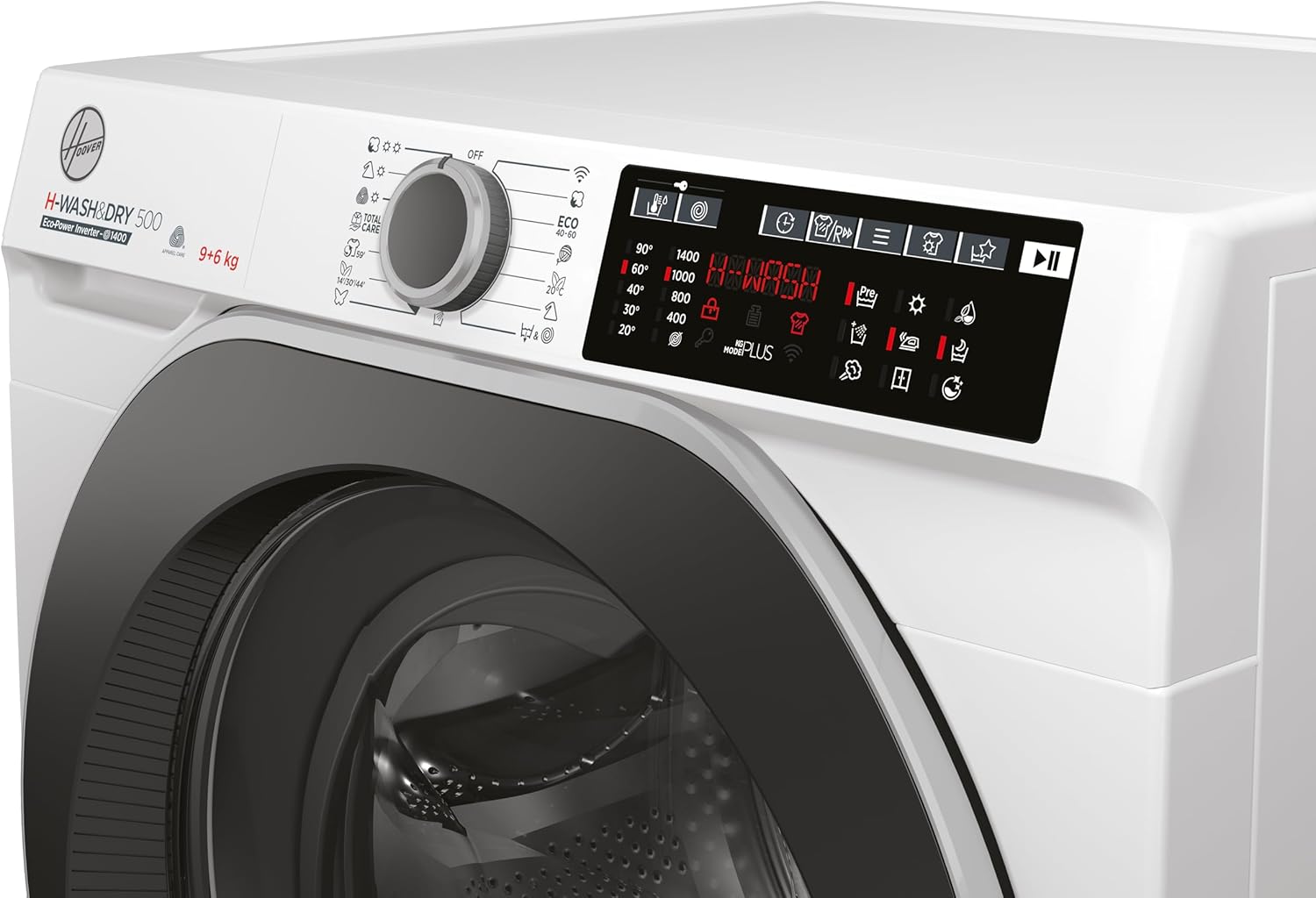 Hoover H-WASH 500 HDQ 496AMBS Waschtrockner / 9 kg Waschen / 6 kg Trocknen / 1400 U/Min. / Eco-Power Inverter Motor/Power Care System/ActiveSteam Dampffunktion/Aquastop/WLAN
